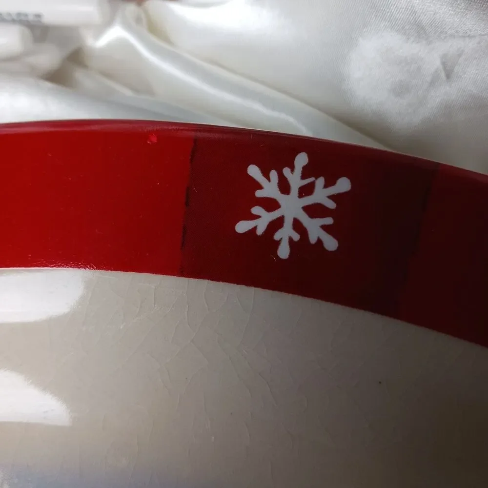 ROYAL SEASONS STONEWARE SNOWMAN 14'' OVAL  SERVING PLATTER-CRAZING